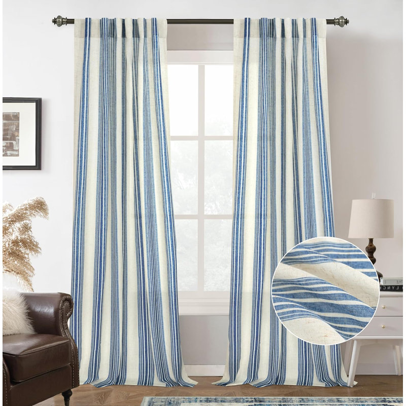 Rideaux semi-transparents avec passe-tringle Chris, L 52 po x L 96 po, Bleu marine jean