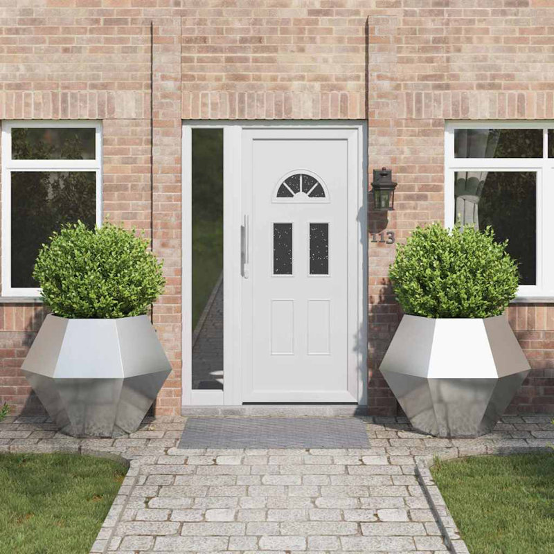  Planter 2 Pcs Silver  Stainless Steel, 80cm H x 100cm W x 100cm D