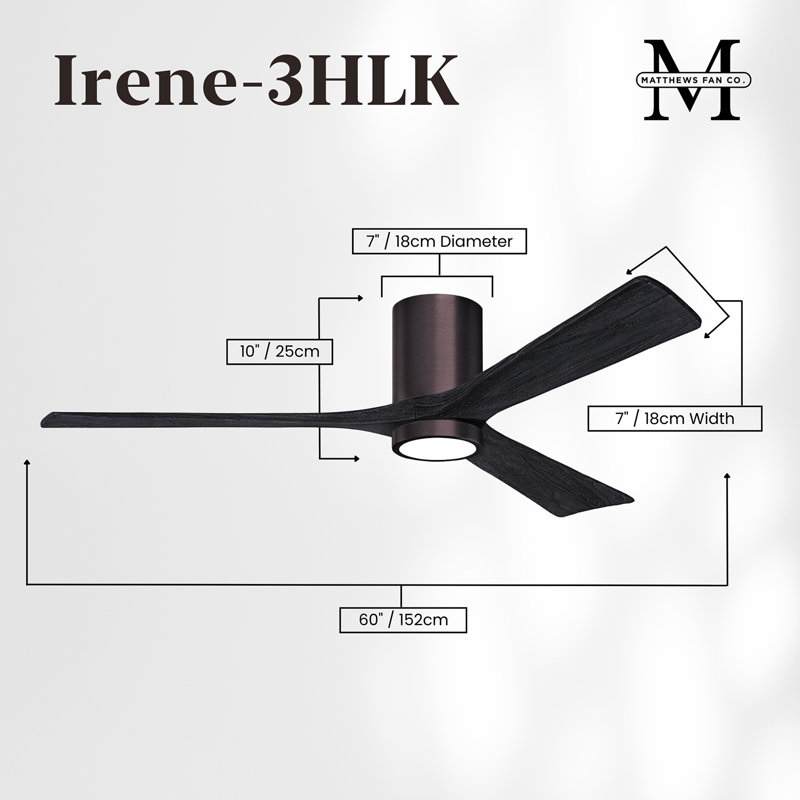Irene LED Ceiling Fan, Matte Black, Brushed Bronze, 60"