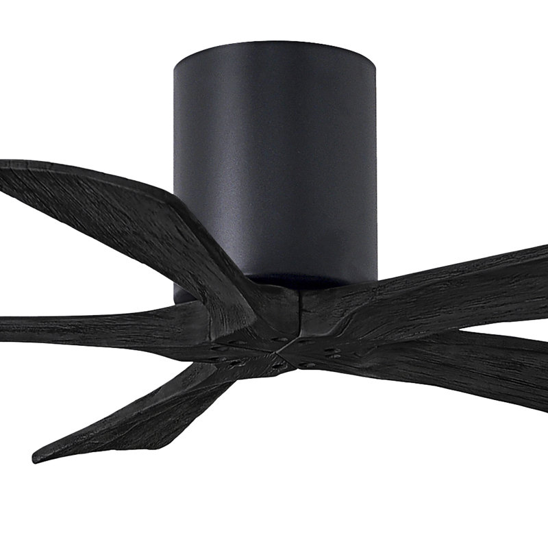 60" Irene 5-Blade Hugger Ceiling Fan with Wall Remote, 42", Matte Black, Matte Black