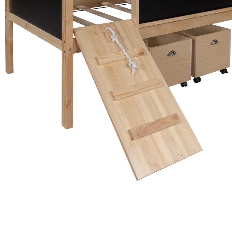 Lit mezzanine simple avec boîte de rangement, Bois