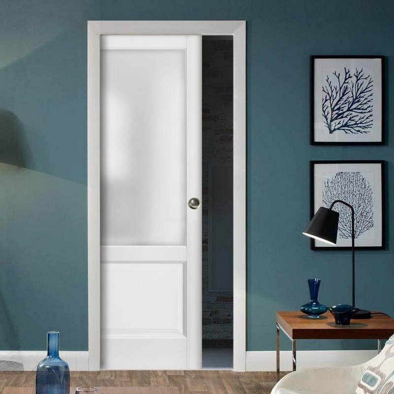Porte blanche en verre givré Lucia, 28 po x 80 po