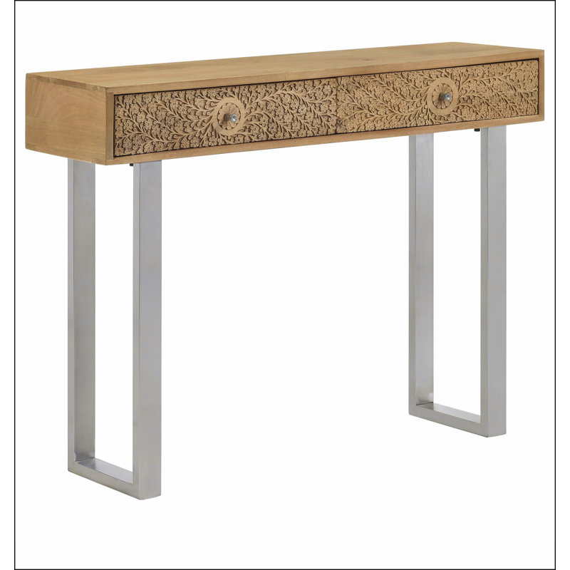 Harmony Natural and Silver 2-Drawer Console Table