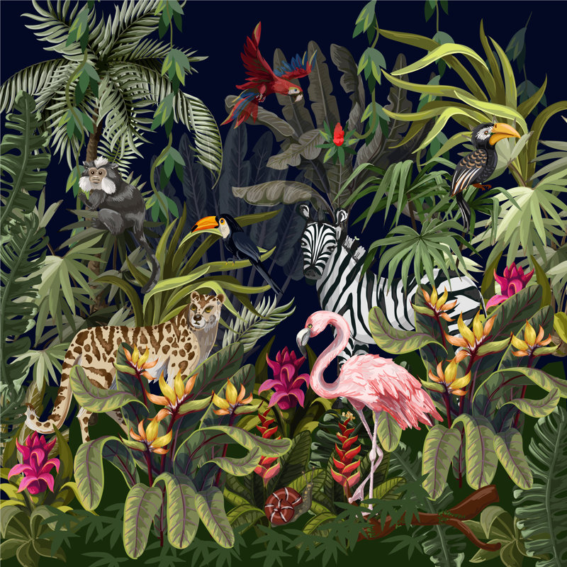 Jungle Animals, 122cm H x 122cm W
