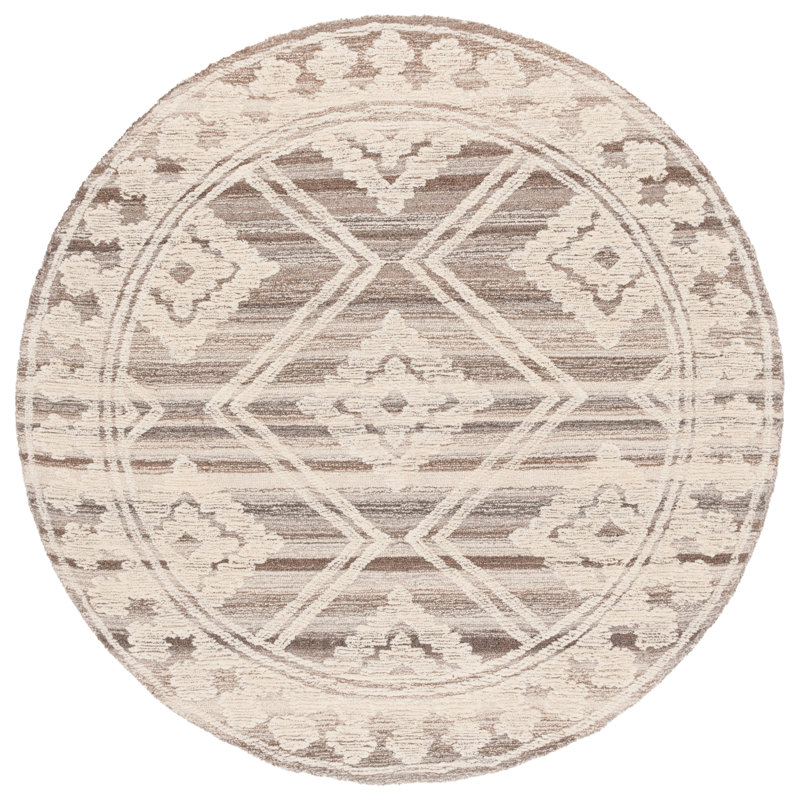 Latrel Hand Tufted Southwestern Indoor/Outdoor Rug, Round 6'