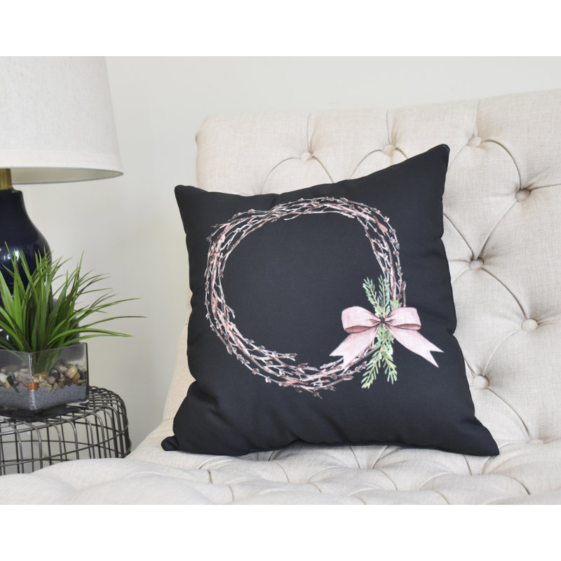 Housse et insert de coussin carré Winter Resort, 26 po x 26 po, Noir