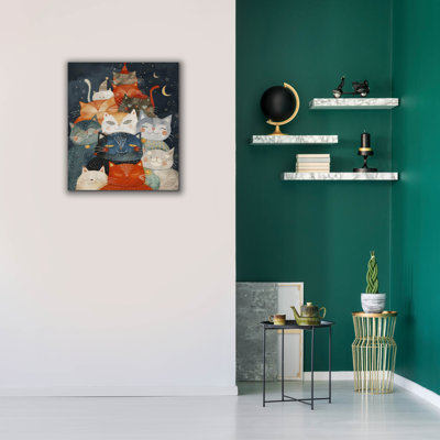  «Pile Of - Cats» par Doron David, art mural sur toile, 26 po x 30 po