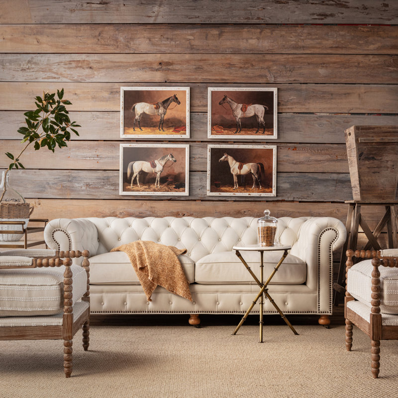 Rustic Framed Thoroughbred Horse Prints – Set of 4