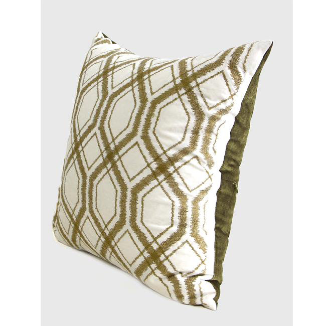 Embroidered Cotton Blend Pillow Cover, Wasabi Green
