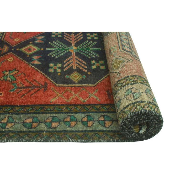 One-of-a-Kind 3'3" X 10'7" 1980s Runner Wool Area Rug in