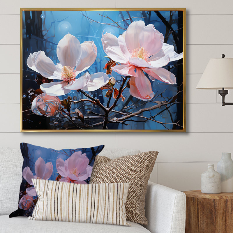 «Luxurious Magnolia Tranquility III», reproduction sur toile, H 30 po x l 40 po x P 1,5 po, Cadre flottant doré