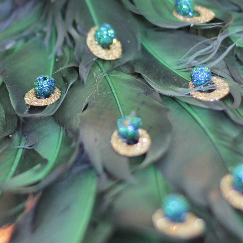 Décoration de Noël 17,5 po avec paon bleu et vert Regal