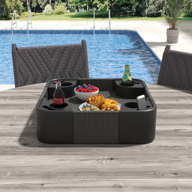 Plateau flottant au bord de la piscine en aluminium - toutes saisons pour boissons, collations et espaces extérieurs, Carrée