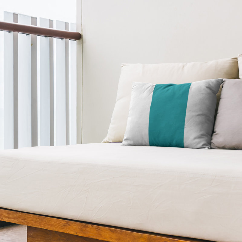 Coussin intérieur/extérieur, Blanc / aqua