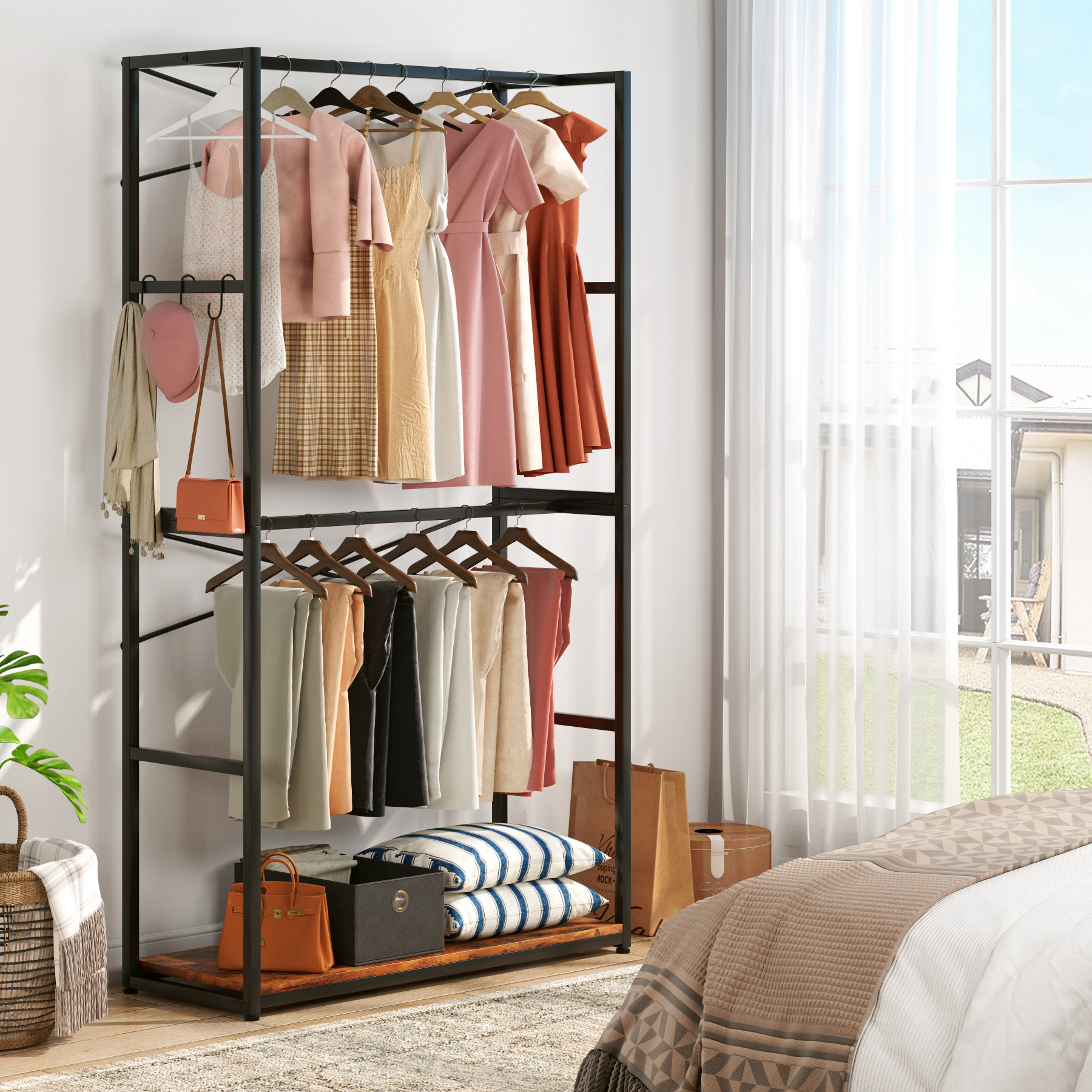 17 Stories Katheran 40.94'' Manufactured Wood Garment Rack & Reviews ...