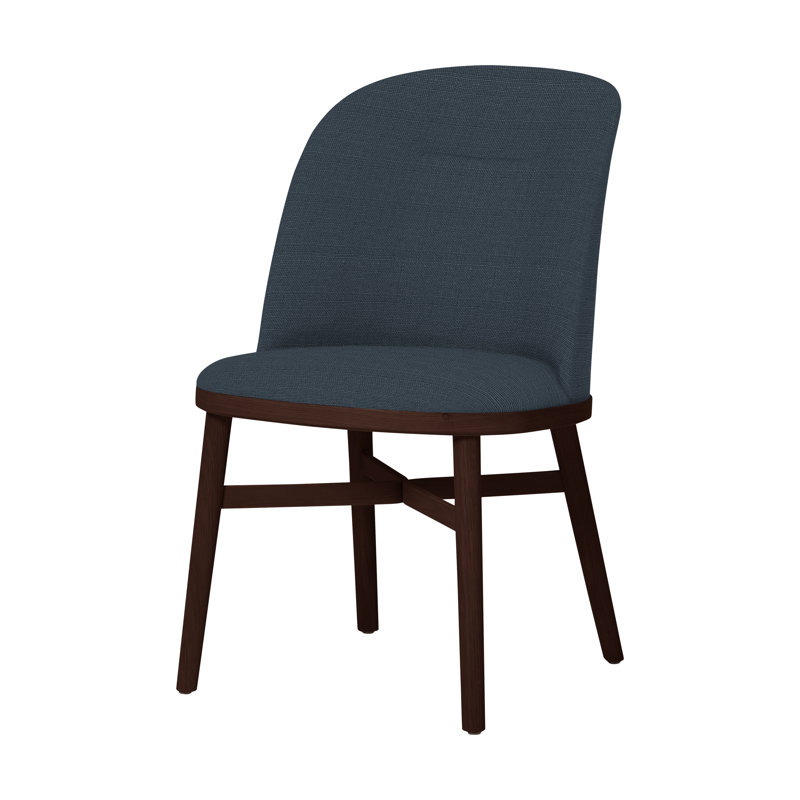 Bund Upholstered Dining Chair, Dark Brown Oak, Newcastle Black New 65