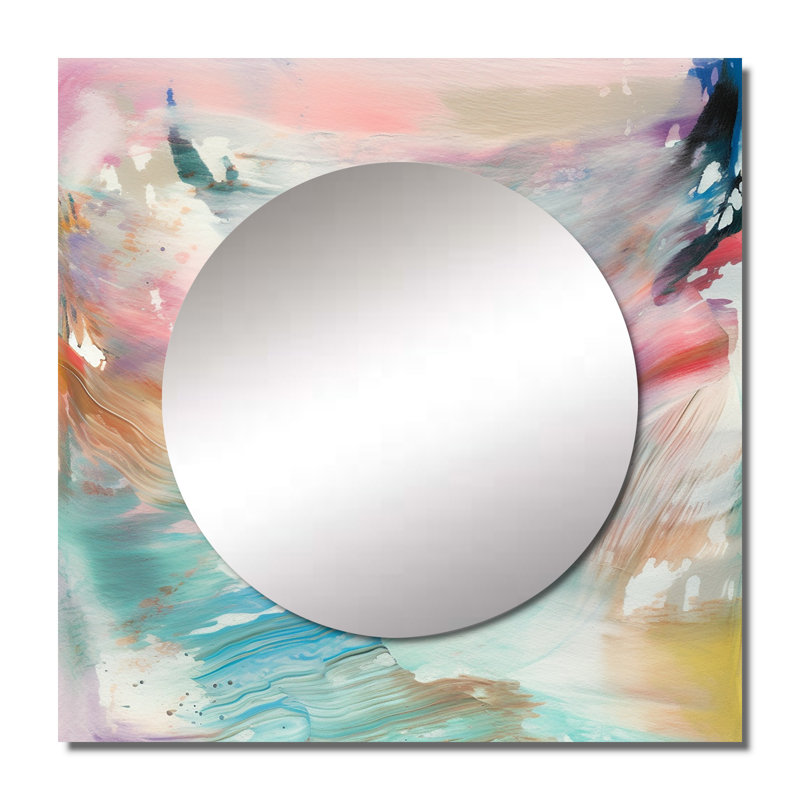 Daviana - Art mural miroir carré abstrait pour salle de bain, 29 po x 29 po