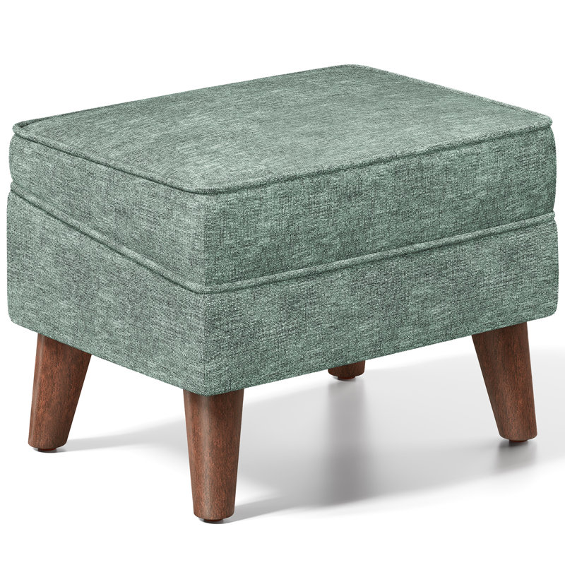 15.75" Wide Rectangle Storage Ottoman Stool, Entryway Ottoman Chairs,Footstools, Green Linen