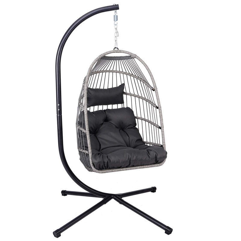 Versatile Swing Chair with Superior Materials and Foldable Design, Black/Gray, 43.3"