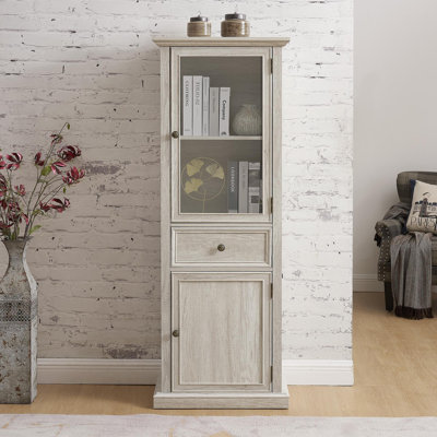 Armoire de rangement haute, armoire autoportante avec porte en verre et tablettes, armoire de buffet, armoire avec tiroir pour le salon, la cuisine, la salle à manger, le bureau, blanc