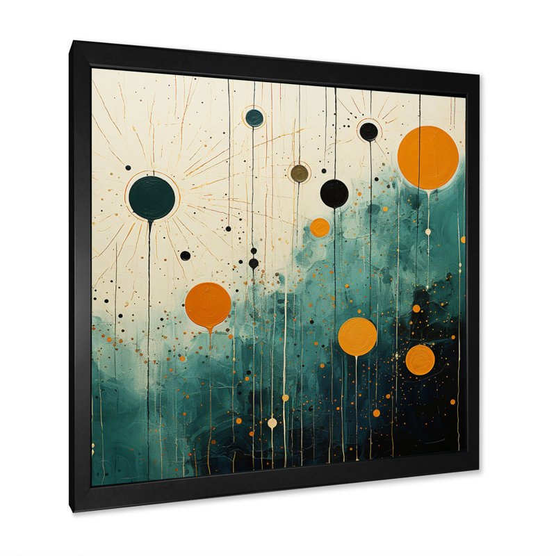 Colourful Mid Century Minimalist Oasis III - Abstract Collages Canvas Prints, Cadre photo noir, H 16 po x l 16 po x P 1 po