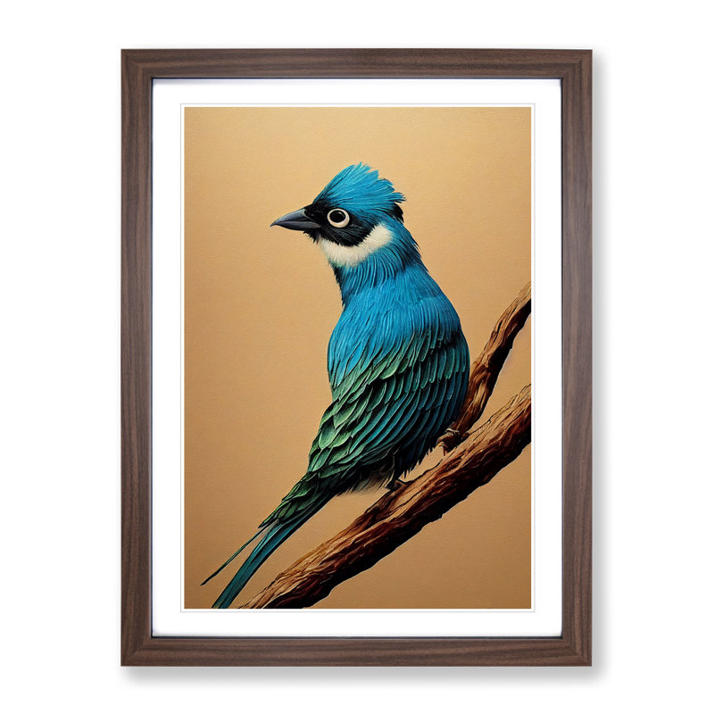 Alert Bird - Single Picture Frame Print, 64cm H x 46cm W x 2cm D, Walnut Framed