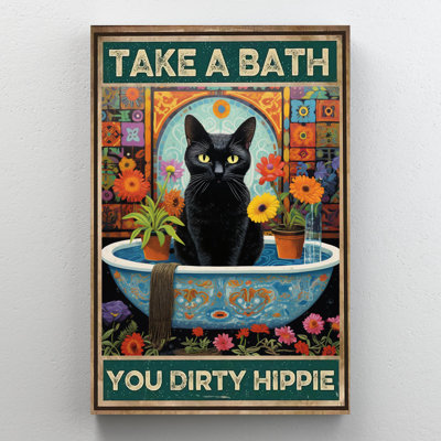 " Black Cat Take A Bath "
