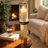 Gemo Hurricane Candle Holder With Gold Base, Mango Wood Accent 21 Inch-123079062