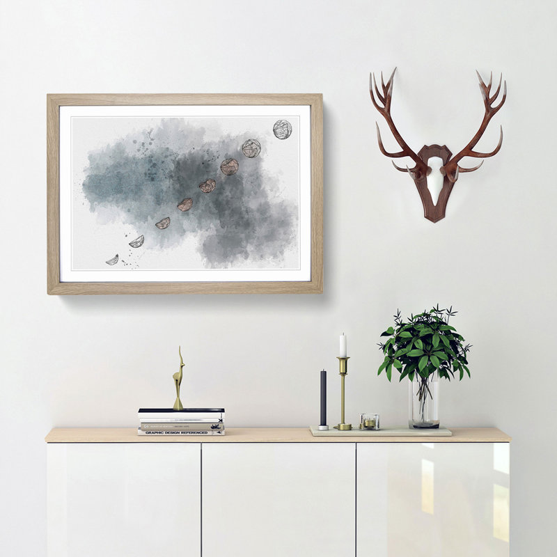 Story of the Moon in Abstract - Framed Print, 36cm H x 48cm W x 2cm D, Oak Framed