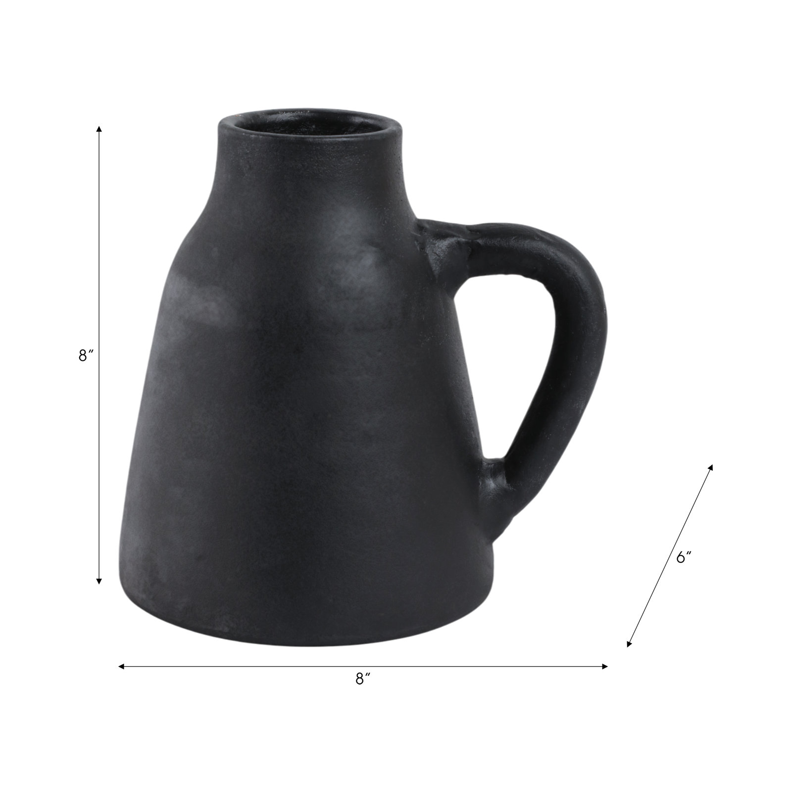 Anasta Handmade Terracotta Table Vase, Overall Height - 8.5", Black