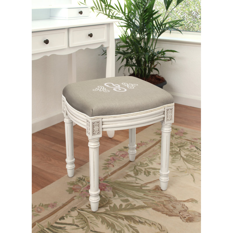 Lombardi Solid Wood Accent Stool, E, Taupe
