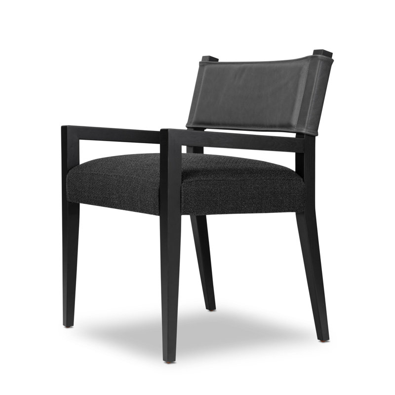 Ferris Dining Armchair, Black Polyester/Polyester Blend, Black Ash
