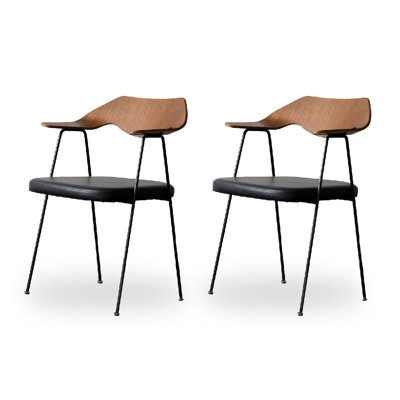Modern And Simple Solid Wood Ironwork Curved Backrest Chair