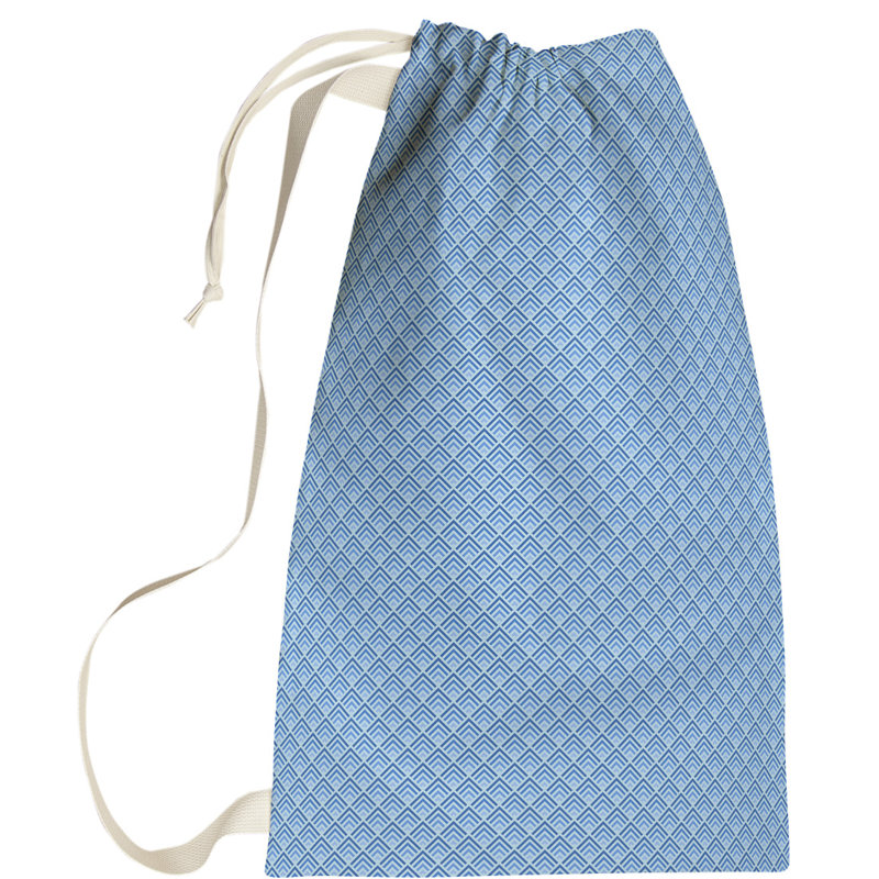 Sac à linge géométrique, Petit (H 64 po x l 20 po x P 1,5 po), Bleu / ombre