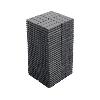 10 tuiles de terrasse à emboîtement 10 pièces, plancher carré en bois franc d'acacia 12 po x 12 po pour patio, banc, bord de piscine, ...