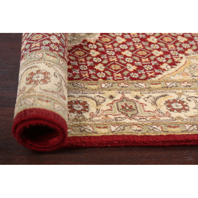 Tapis Tabriz Mahi rouge à motif végétal noué à la main 4 x 6