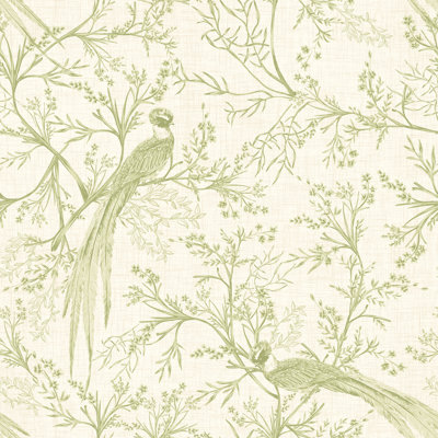 Bird Toile - Dark Denim 10m Wallpaper