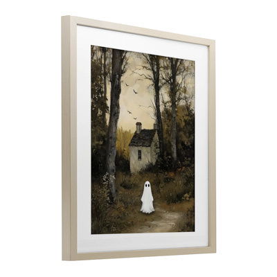 Little Ghost in Cottage Forest Framed Print Under Glass, design by Arlington Prints