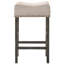 2 chaises de comptoir en lin brun clair - sans dossier avec des pieds en bois gris pour les tabourets de salle à manger modernes (paire)