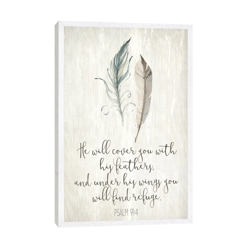 His Feathers I by Kimberly Allen - Painting on Canvas, White Framed Canvas, 101.6 cm H x 66.04 cm W