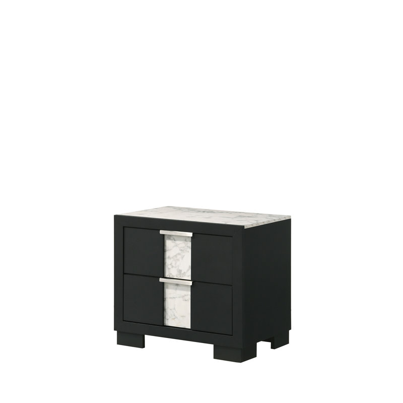 Table de chevet à finition noire 1pc