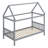 House Bed With Headboard And Footboard, Wood Bed With House Frame-1193445537