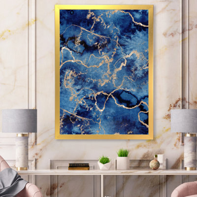 «Blue Gold Infusé liquide I», peinture sur toile