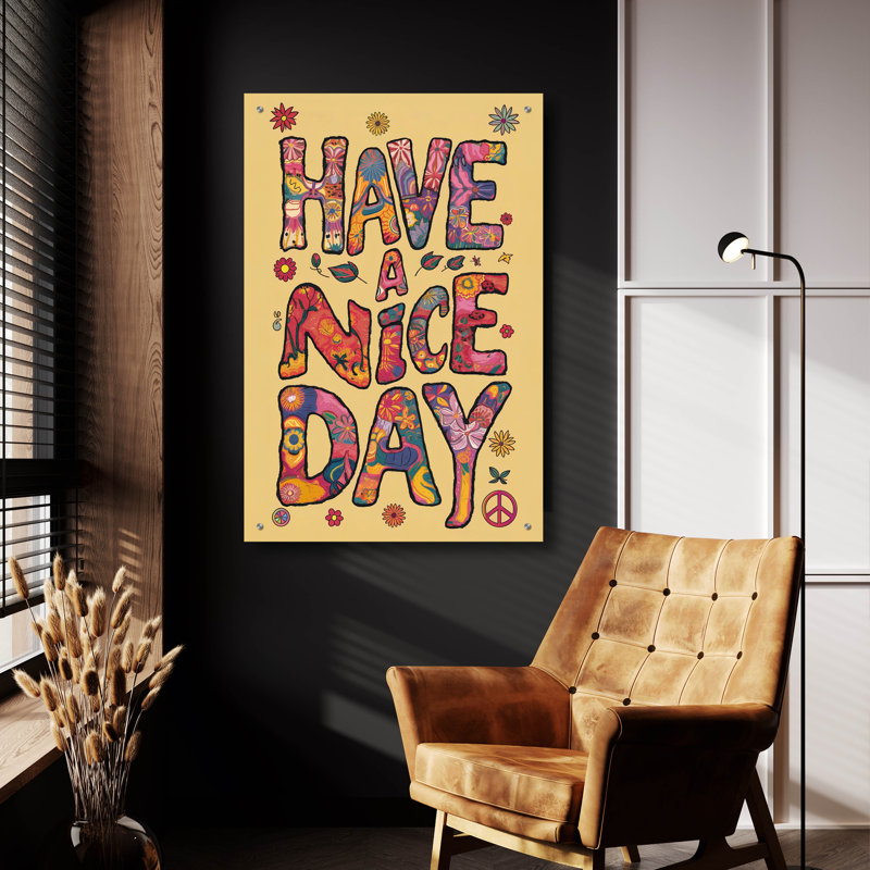 «Have A Nice Day» par Andreas Magnusson, art mural en verre acrylique, H 36 po x l 24 po x P 0,2 po