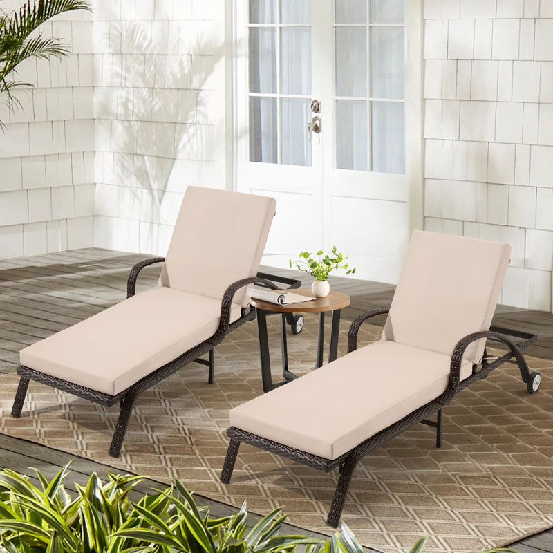 Outdoor Chaise Lounge Chair Cushion, Khaki Polyester, 2