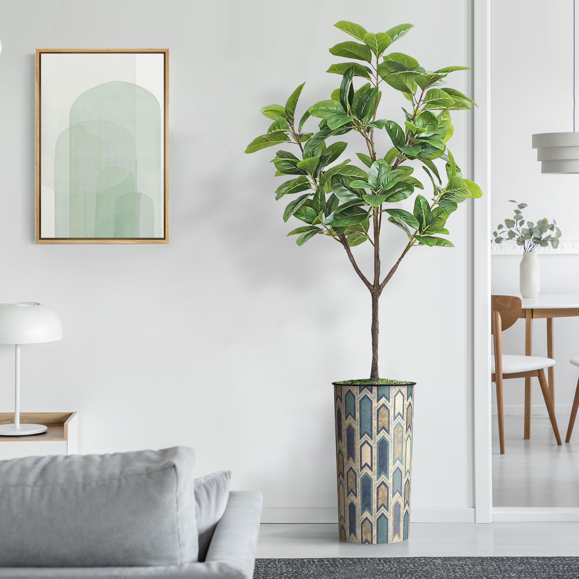 SIGNLEADER Artificial Tree in Modern Polygon Pattern Effect Planter