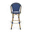 Ensemble de 2 tabourets de bar 29,5 po d'extérieur en rotin PE et aluminium français, finition bleu marine et bambou-2033567409