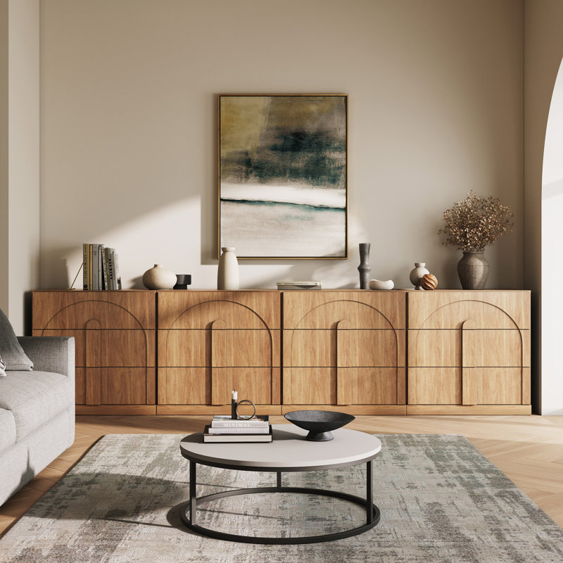Ensemble de 4 buffets avec 3 tiroirs, brun clair, Chameau