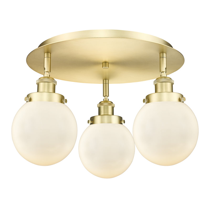 Alphonsa Glass Flush Mount, Matte White, Satin Gold