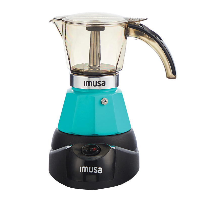 3 or 2cup Electric Espresso Maker, Teal, 3 Cups, Teal